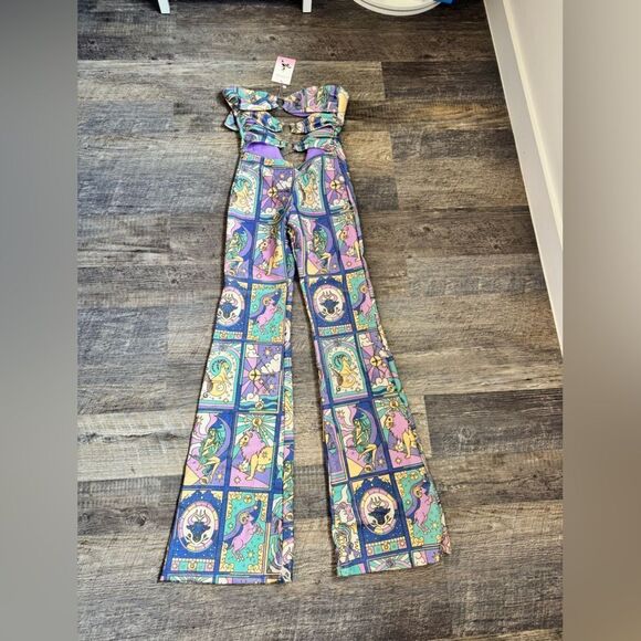 Eden Flattering Glitter Lurex Multi-Coloured Jumpsuit #21 - Picture 3 of 11